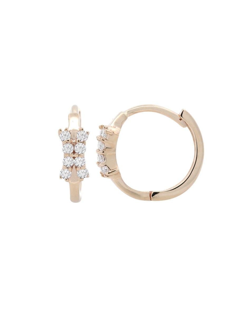 Aretes circulares de oro con acabado espejo diamante 2