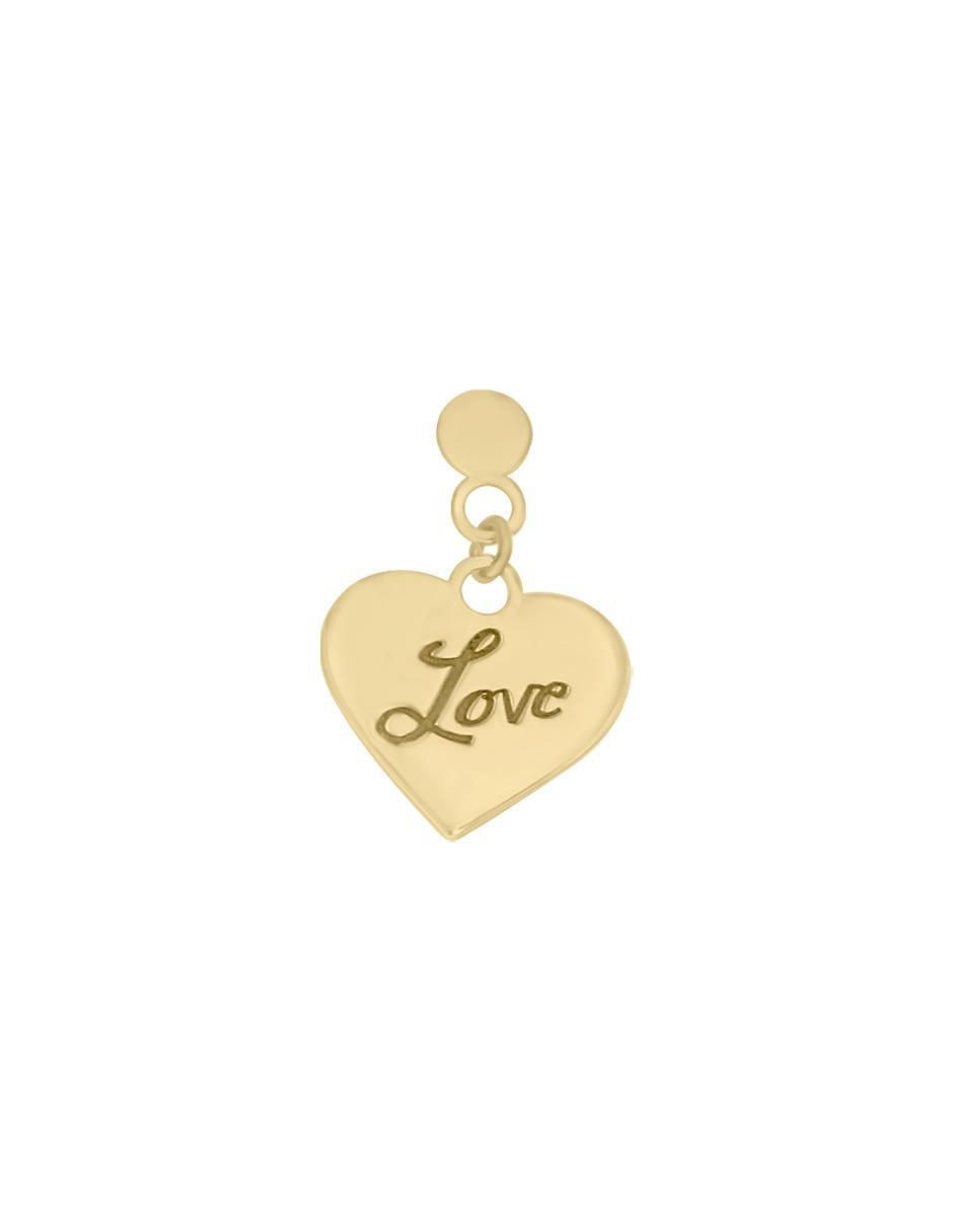 Aretes de corazón Love de oro amarillo con acabado brillante 2
