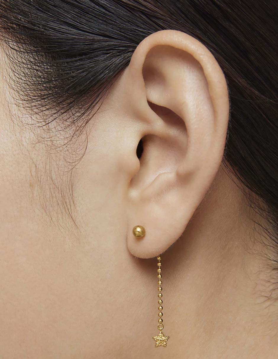 Aretes Grain de plata P 925 con acabado baño de oro 2