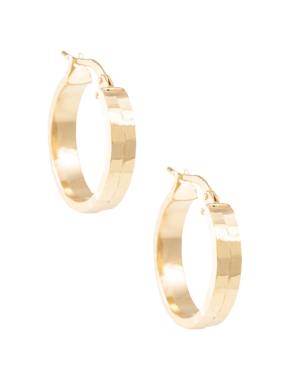 Arracadas de oro 14 k con acabado diamantado