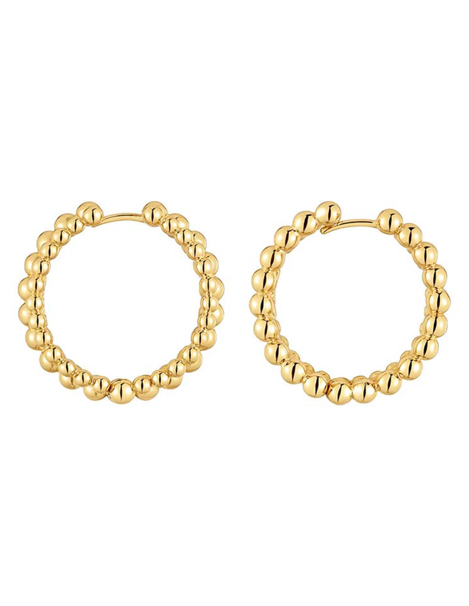 Aretes de aro redondos Gloss de plata P 925 con acabado baño de oro 2