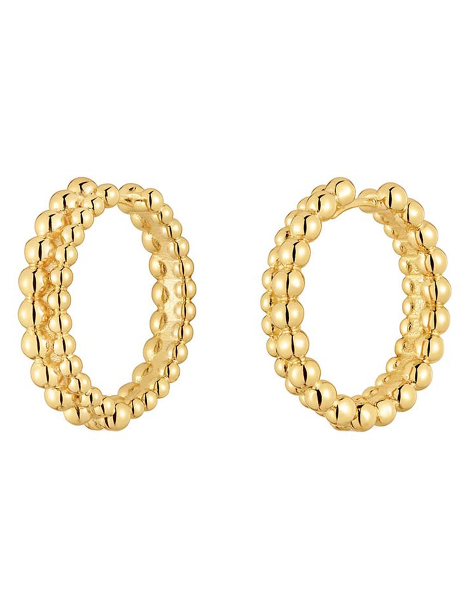 Aretes de aro redondos Gloss de plata P 925 con acabado baño de oro 3