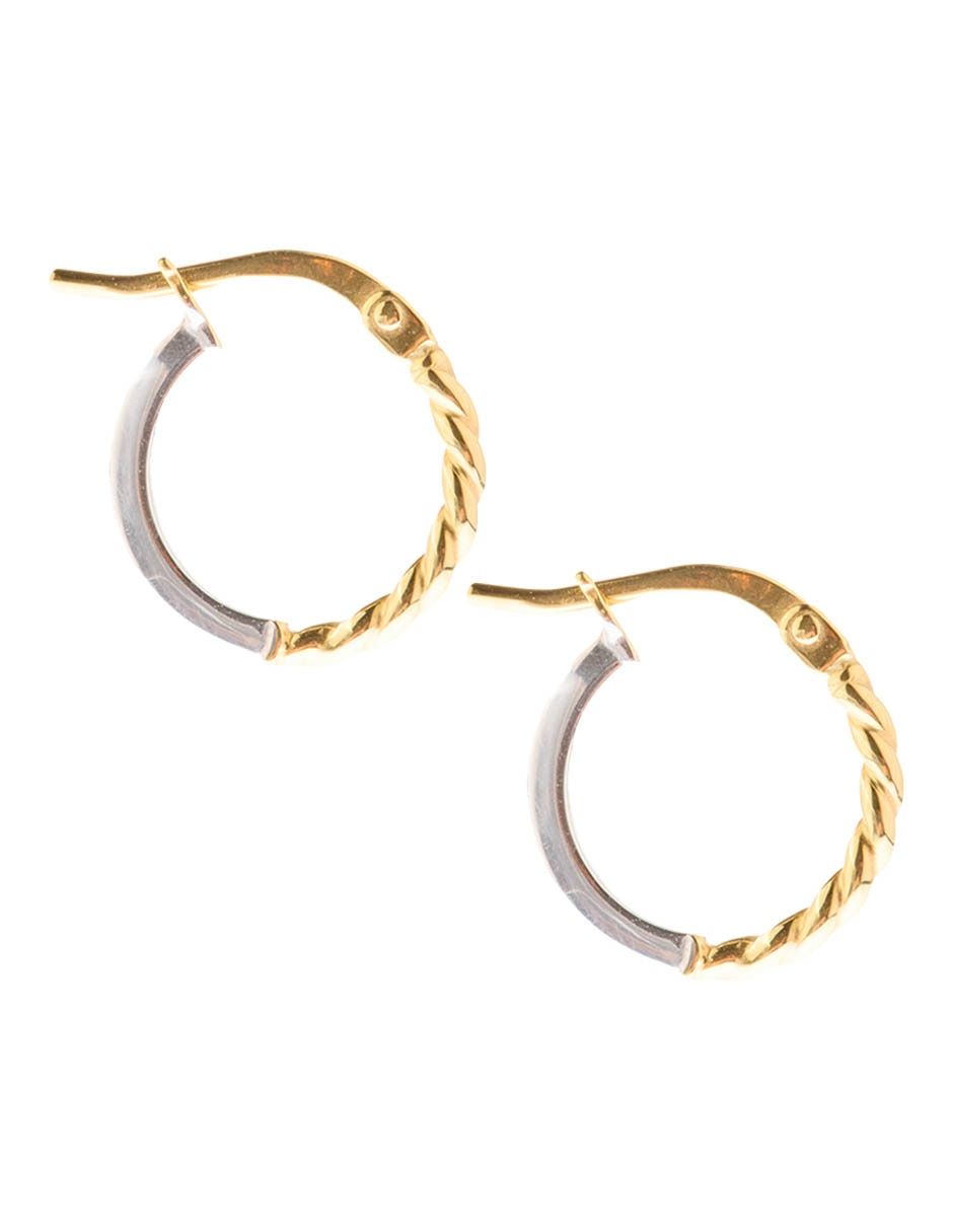 Aretes huggies redondos de oro 14 K con acabado pulido 3