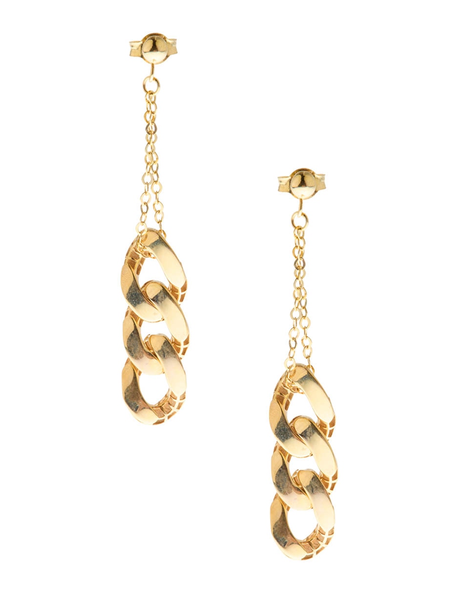 Aretes largos de oro 14 K con acabado brillante Aretes largos de oro 14 K con acabado brillante
