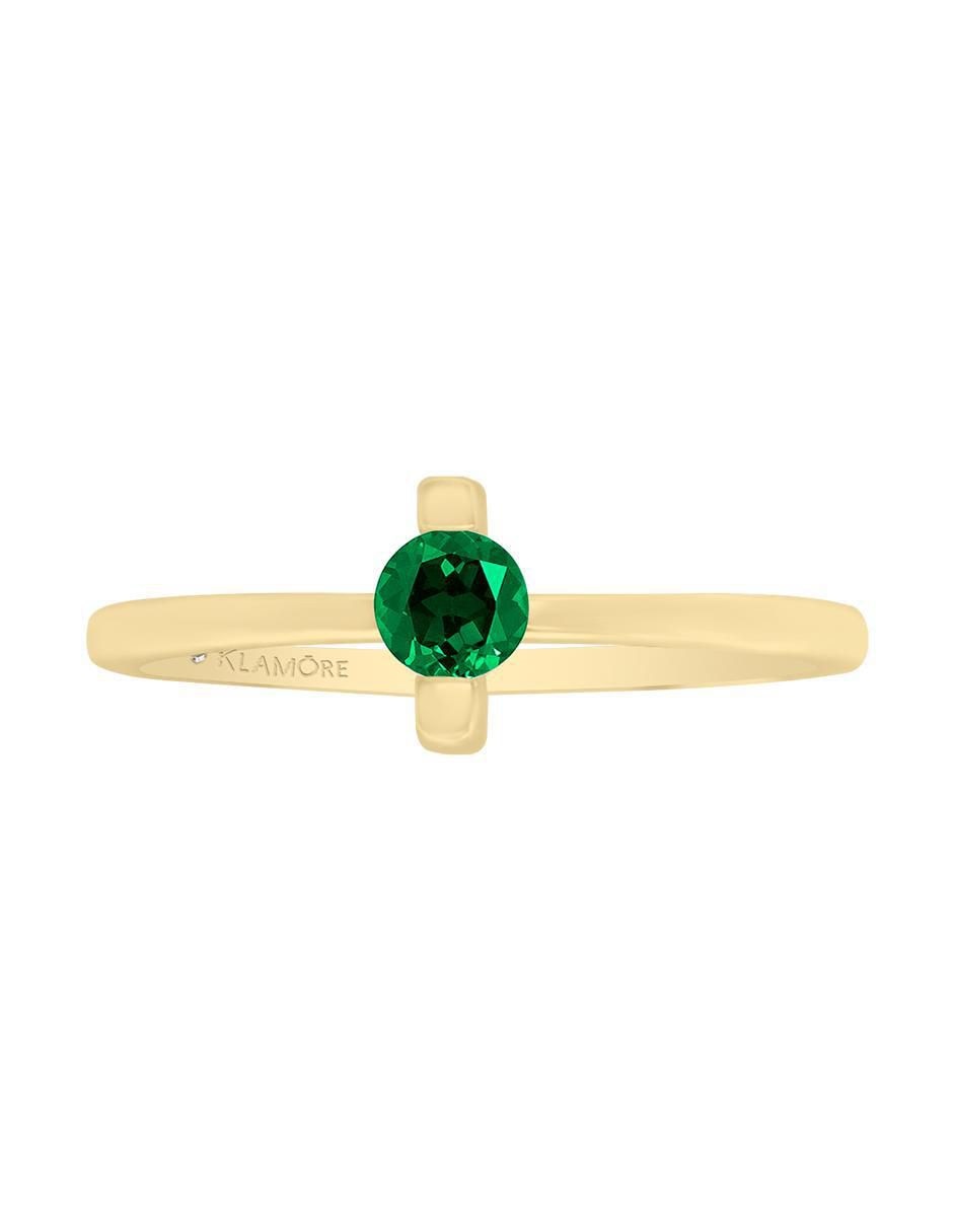 Anillo Sole 14 k de oro amarillo esmeralda brillante