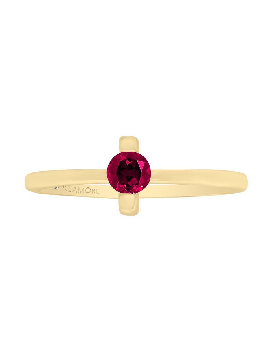 Anillo Sole 14 k de oro amarillo rubí brillante