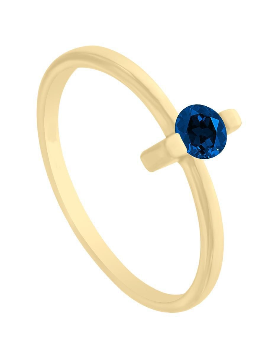 Anillo Sole 14 k de oro amarillo zafiro brillante 2