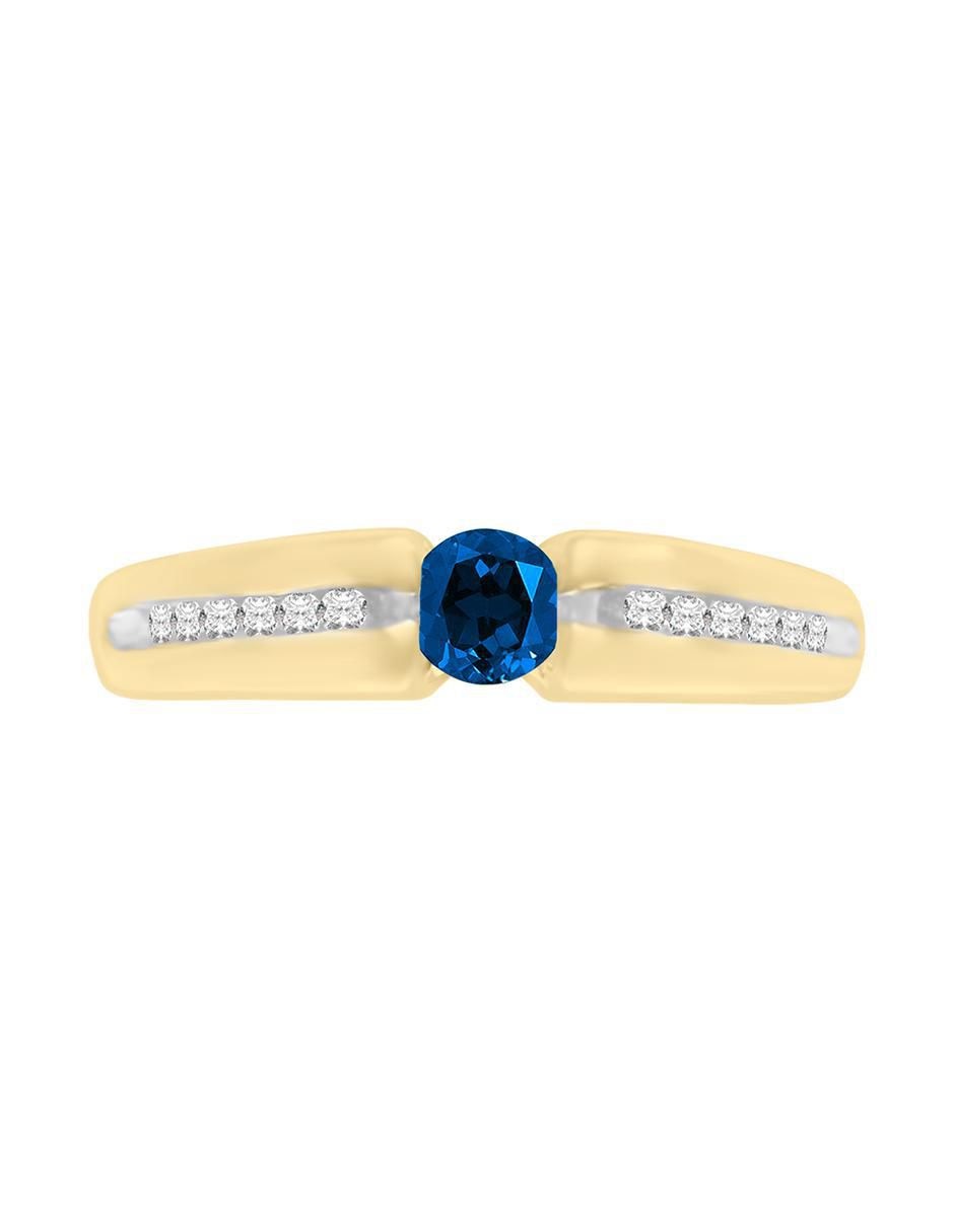 Anillo Andromeda 14 k de oro amarillo zafiro y diamante brillante