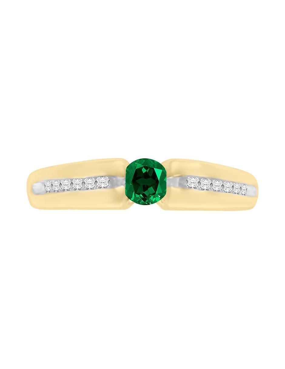 Anillo Andromeda 14 k de oro amarillo esmeralda y diamante brillante