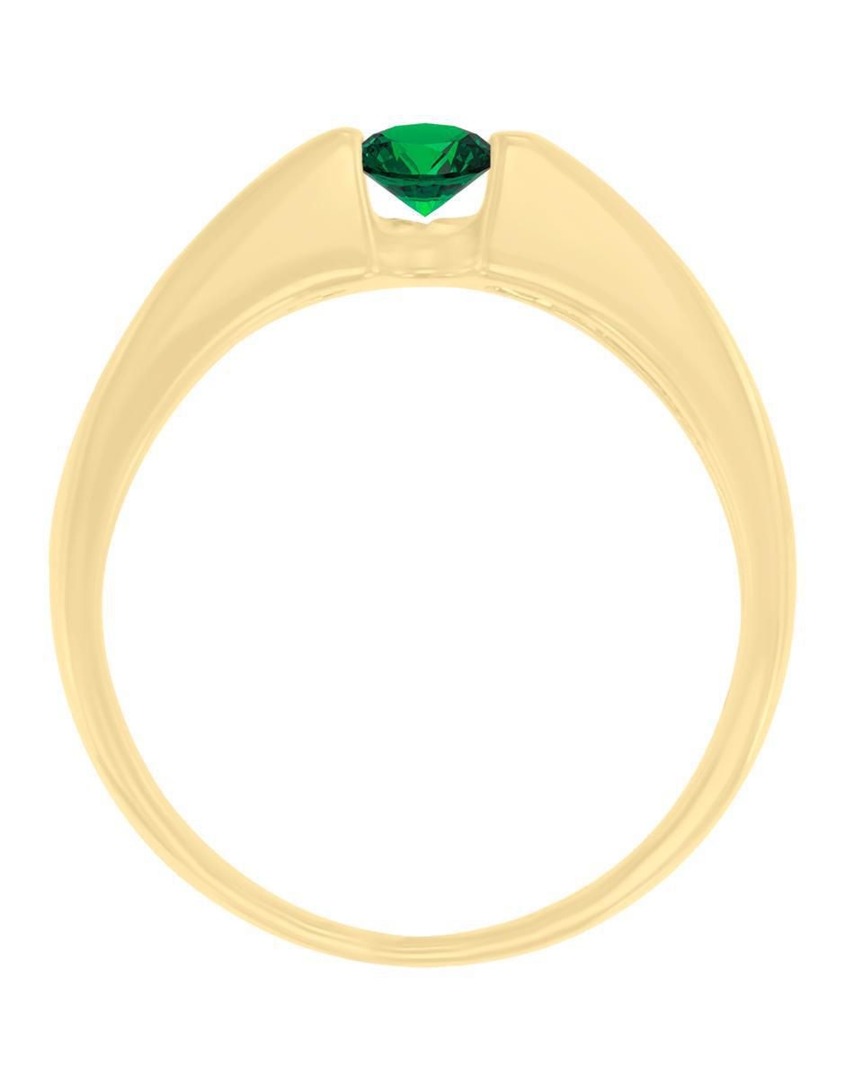 Anillo Andromeda 14 k de oro amarillo esmeralda y diamante brillante 4