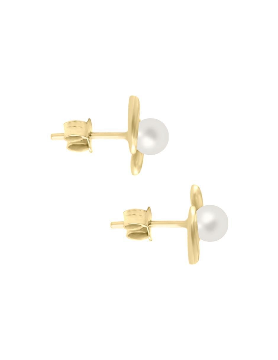 Aretes Equilibrio de oro amarillo con acabado brillante perla 2