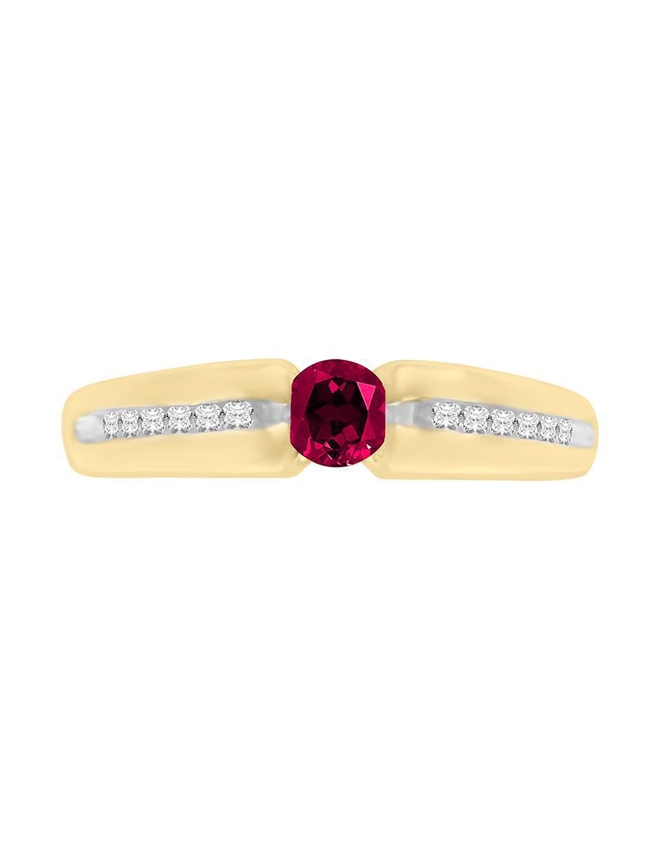 Anillo Andromeda 14 k de oro amarillo rubí y diamante brillante