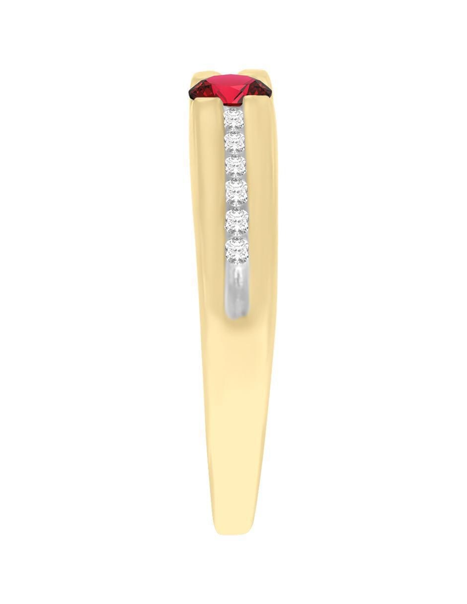 Anillo Andromeda 14 k de oro amarillo rubí y diamante brillante 4