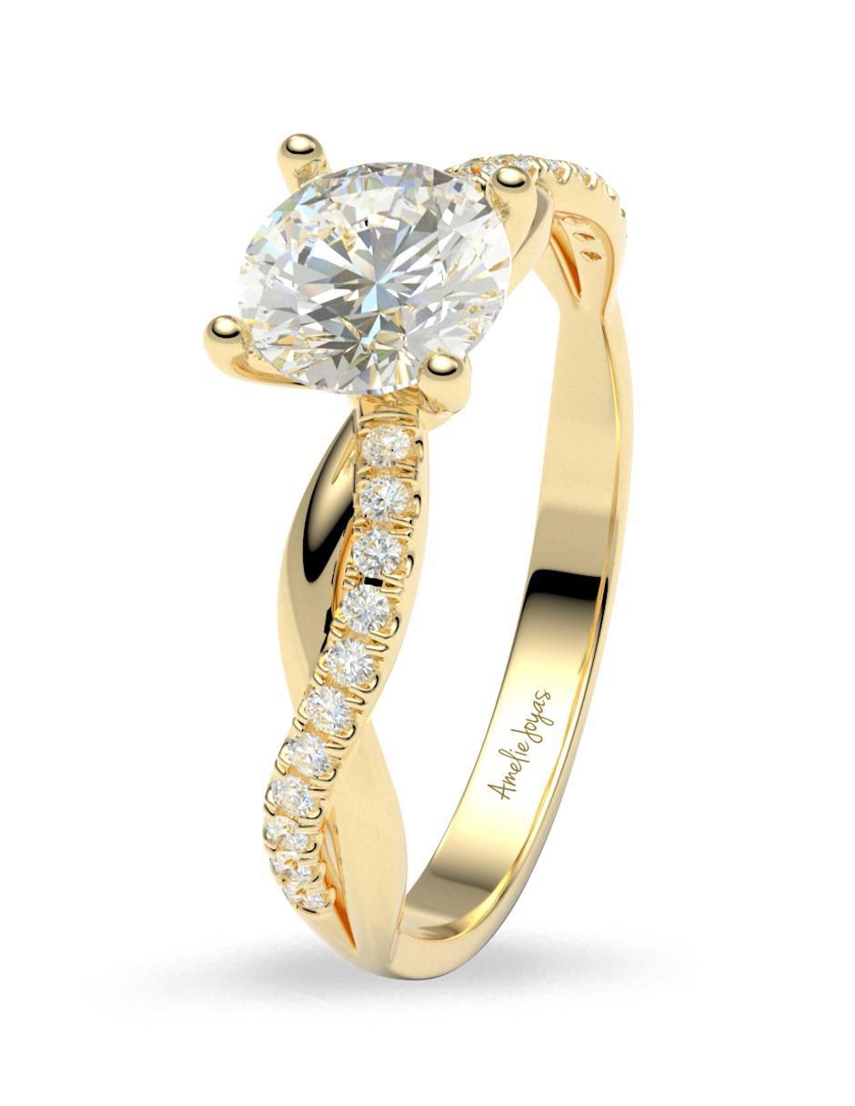 Anillo de compromiso "de" oro 14 k amelie joyas zirconia