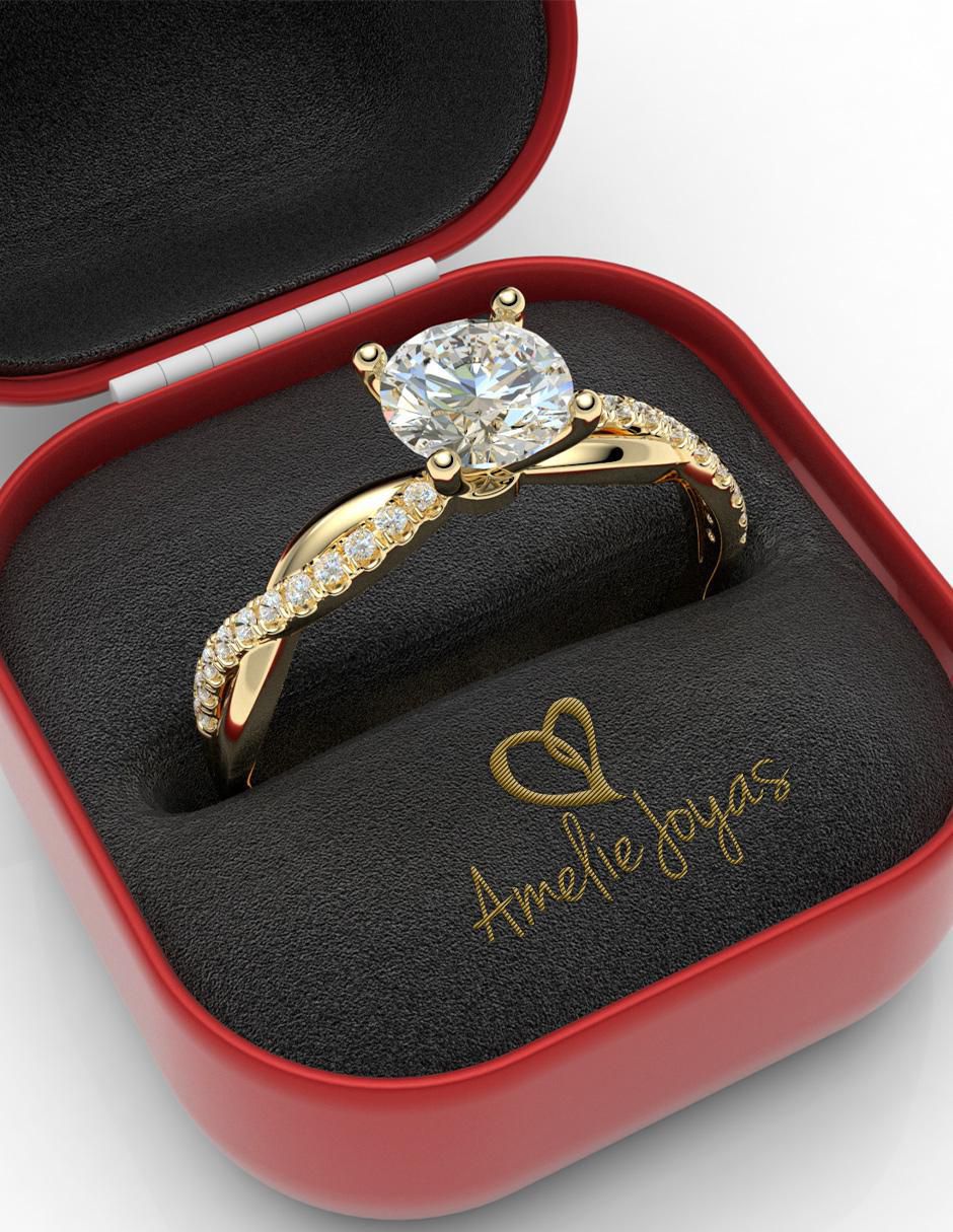 Anillo de compromiso "de" oro 14 k amelie joyas zirconia