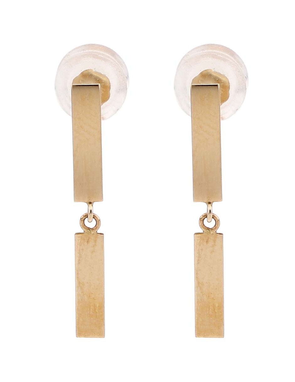 Aretes largos de eslabones Drop Fashion de oro 14 k con acabado pulido
