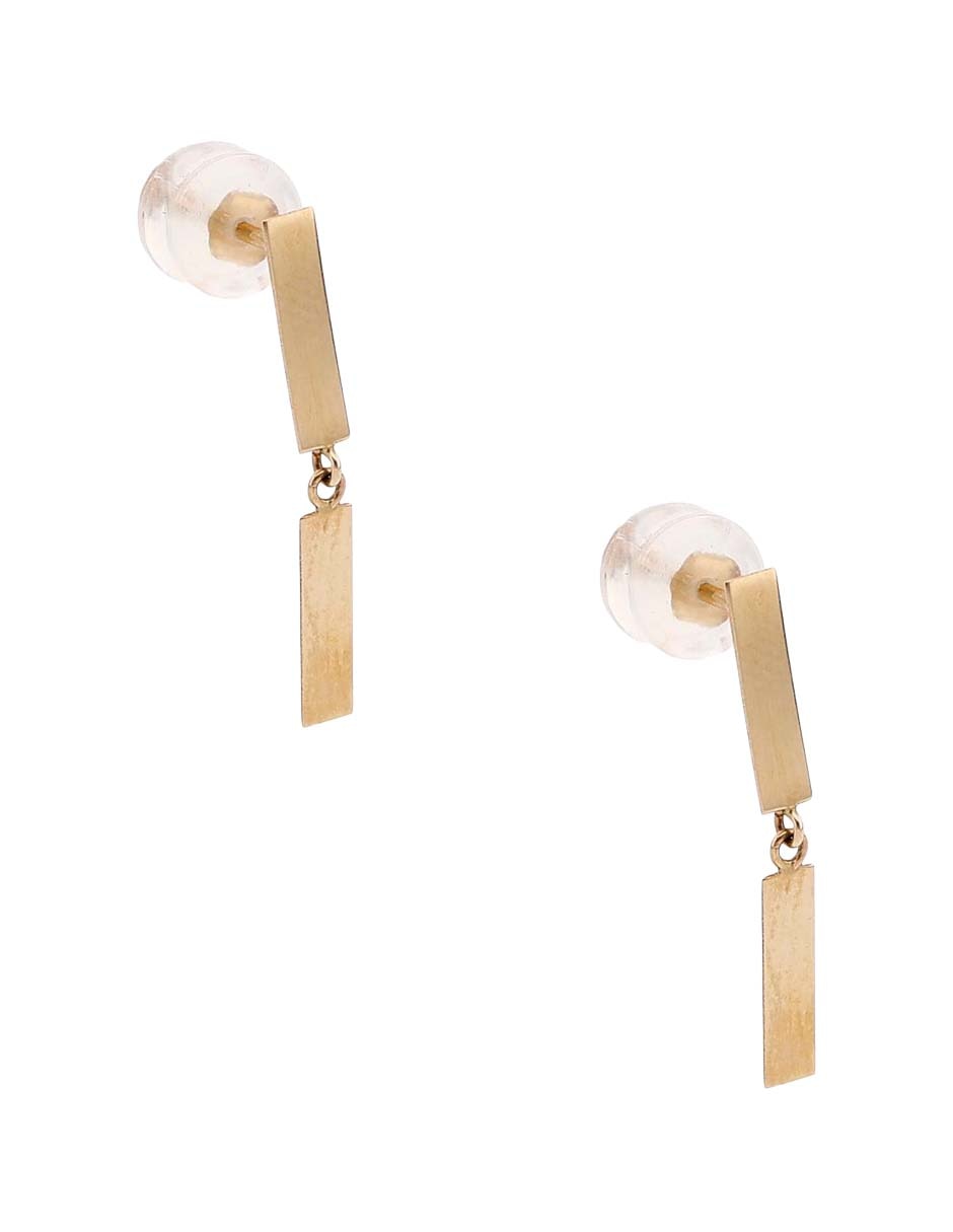 Aretes largos de eslabones Drop Fashion de oro 14 k con acabado pulido 2