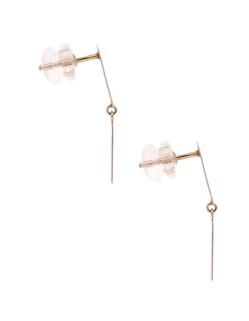 Aretes largos de eslabones Drop Fashion de oro 14 k con acabado pulido 3
