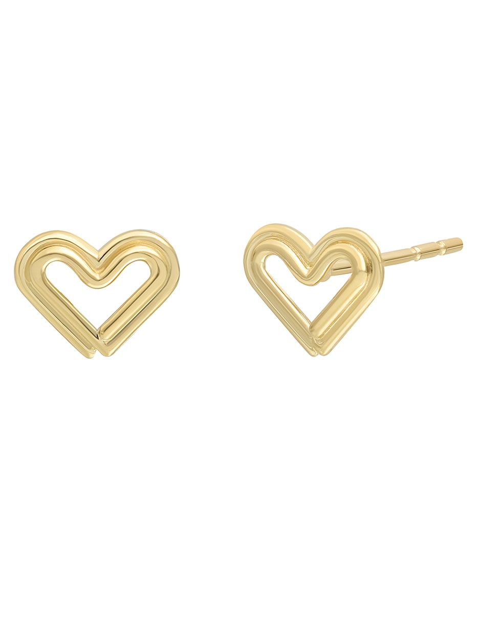 Broqueles de corazón Drop Stud de oro 14 k con acabado pulido Broqueles de corazón Drop Stud de oro 14 k con acabado pulido