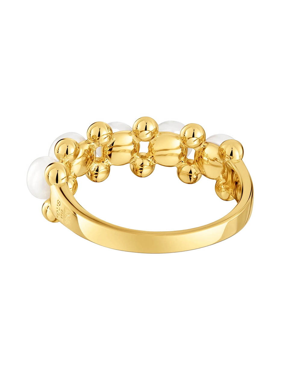 Anillo Gloss de plata P 925 perla con acabado baño de oro 3