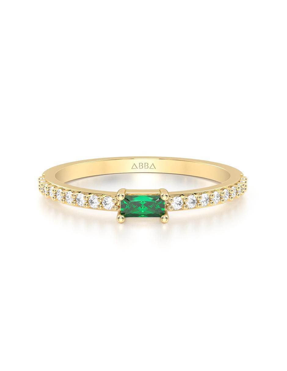 Anillo 14 k de oro zirconia brillante