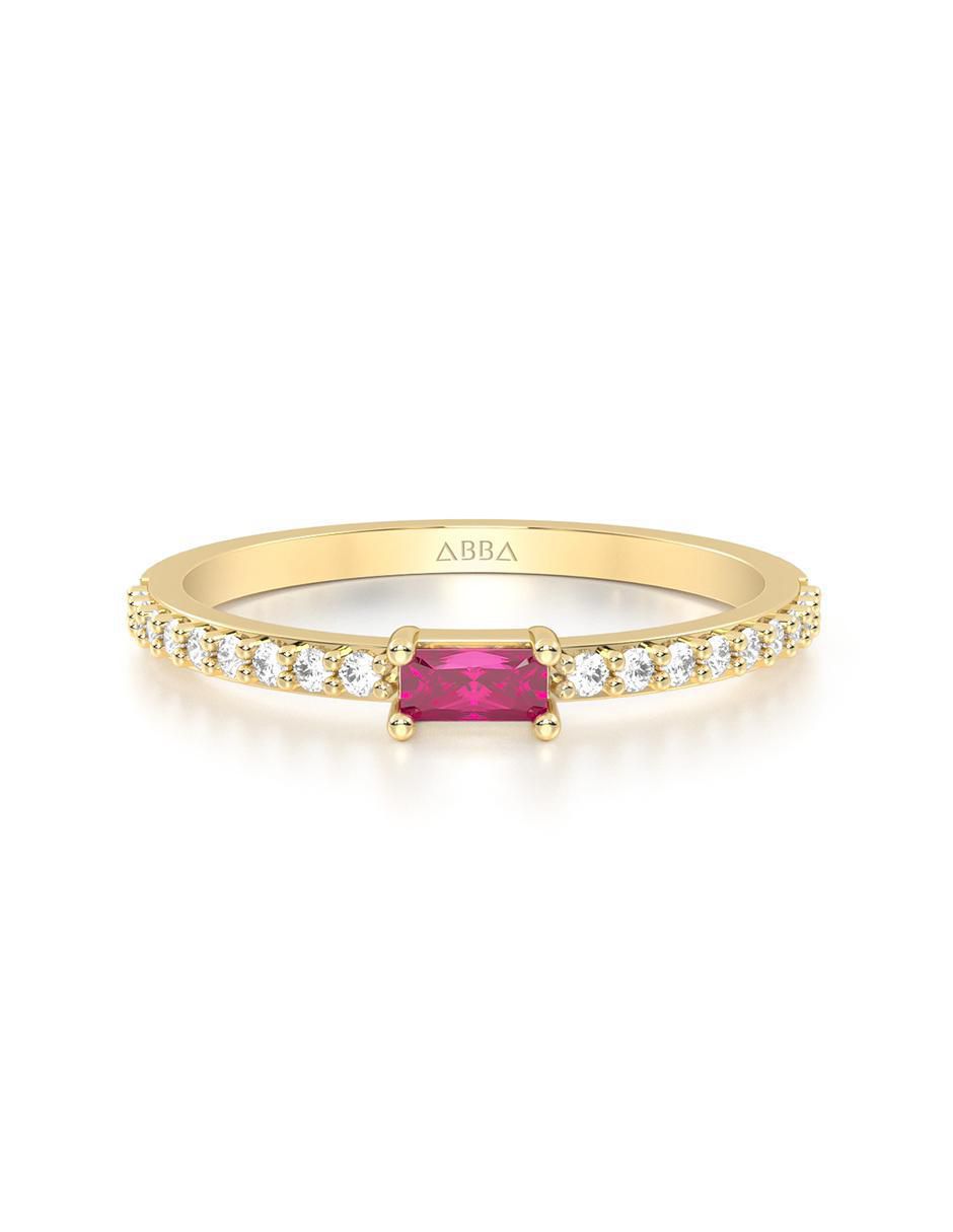 Anillo 14 k de oro zirconia brillante