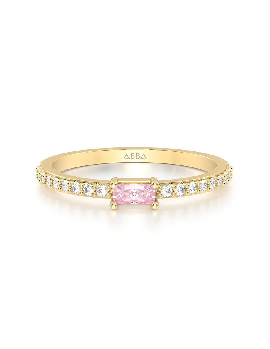 Anillo 10 k de oro zirconia brillante