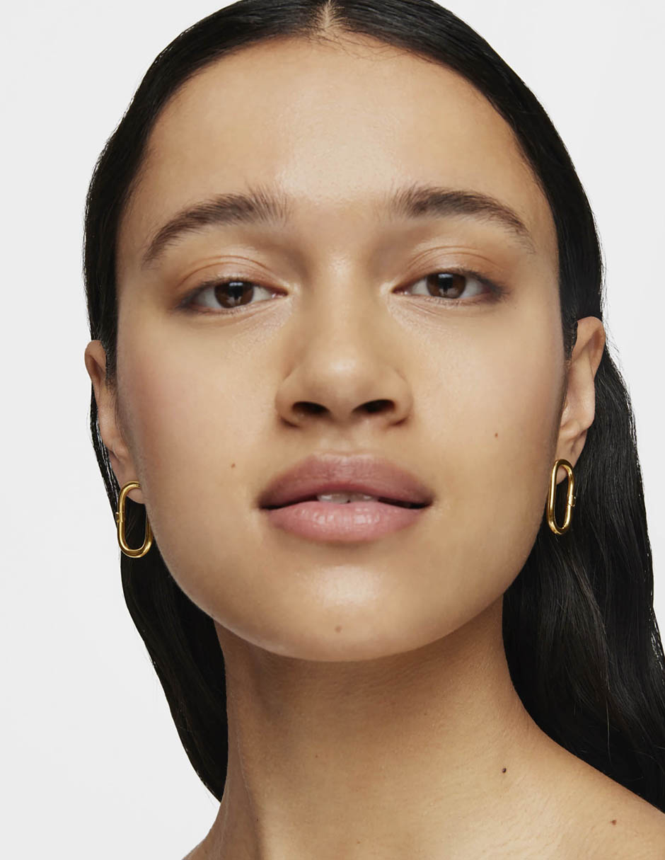 Aretes ovalados Hold de plata P 925 con acabado baño de oro 4