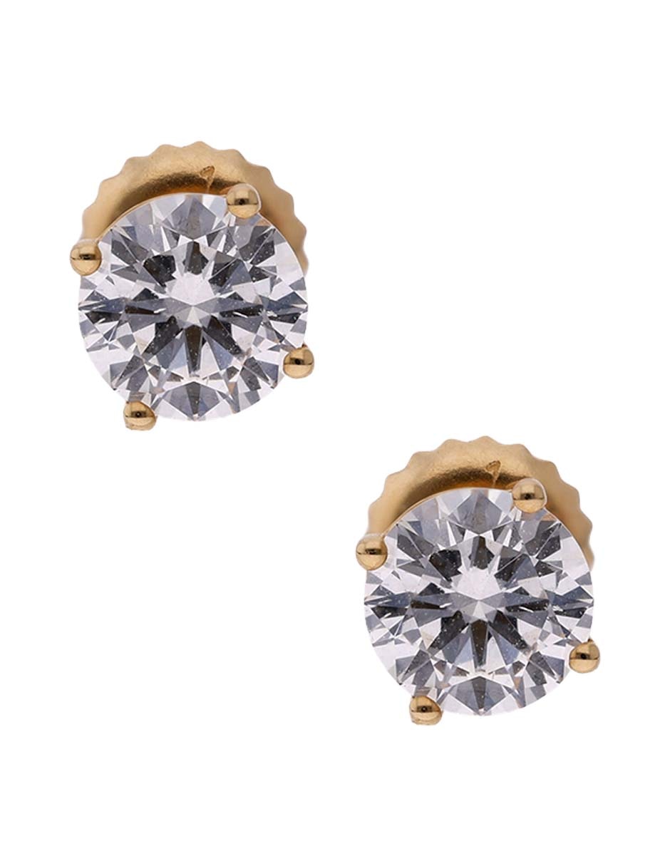 Aretes cortos de oro 14 K con acabado pavé diamante Aretes cortos de oro 14 K con acabado pavé diamante