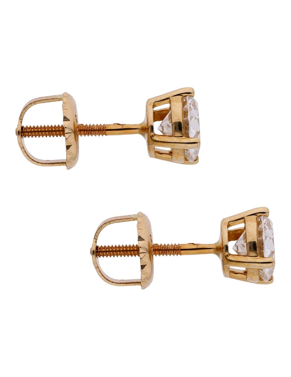 Aretes cortos de oro 14 K con acabado pavé diamante 3