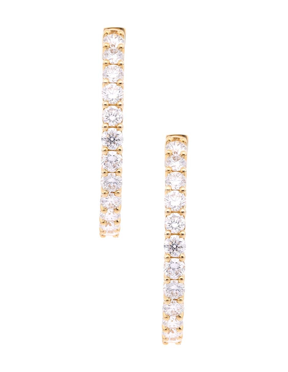 Arracadas redondas de oro 14 K con acabado pavé diamante Arracadas redondas de oro 14 K con acabado pavé diamante