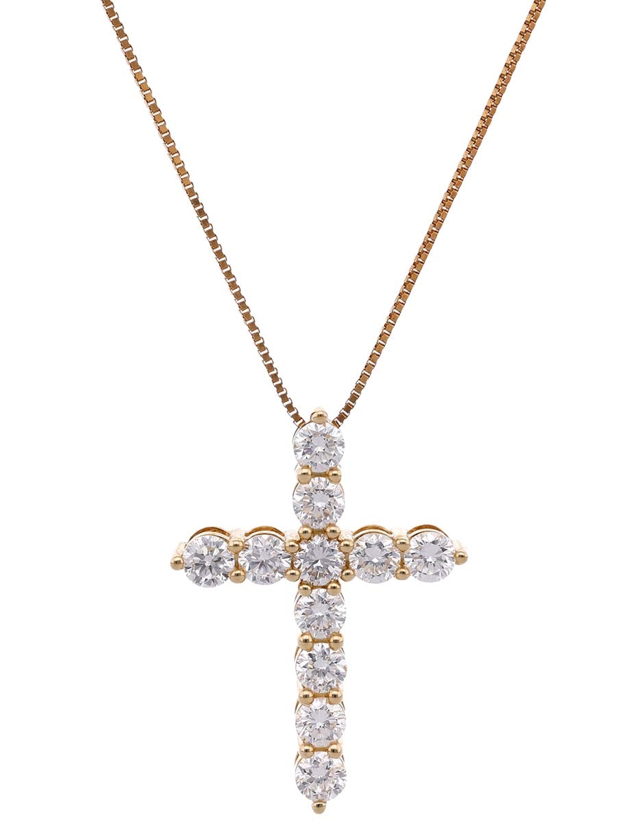 Collar con dije de cruz de oro 14 K