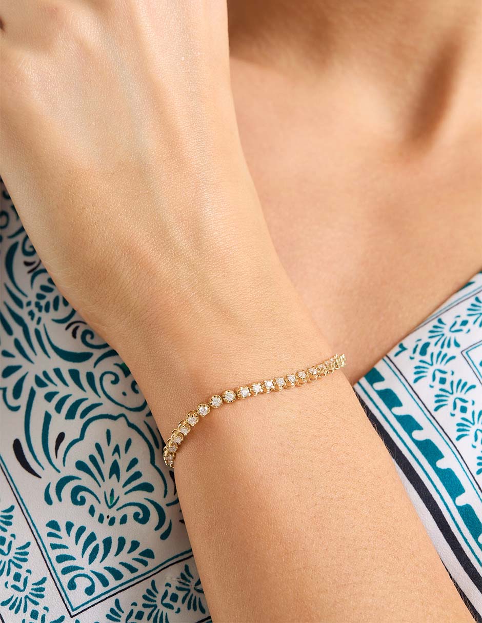 Brazalete de oro 14 K con acabado pavé 3