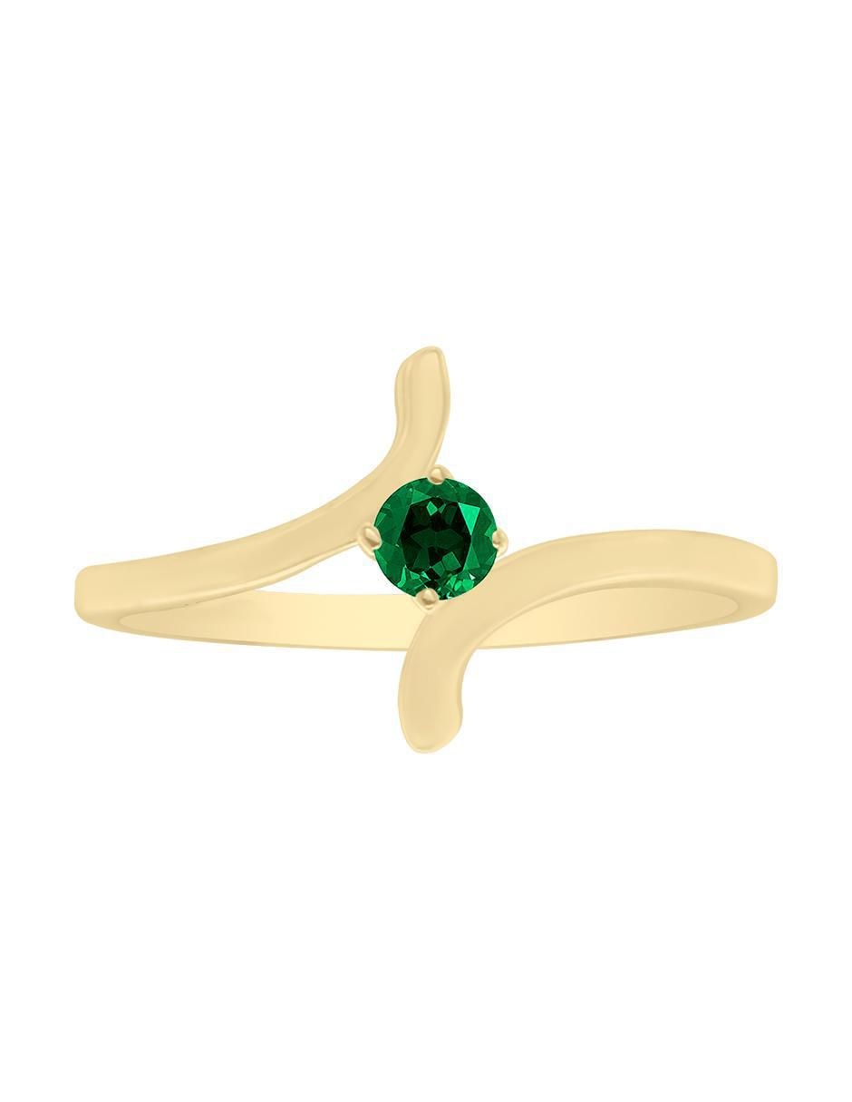 Anillo Kaia 14 k de oro esmeralda brillante