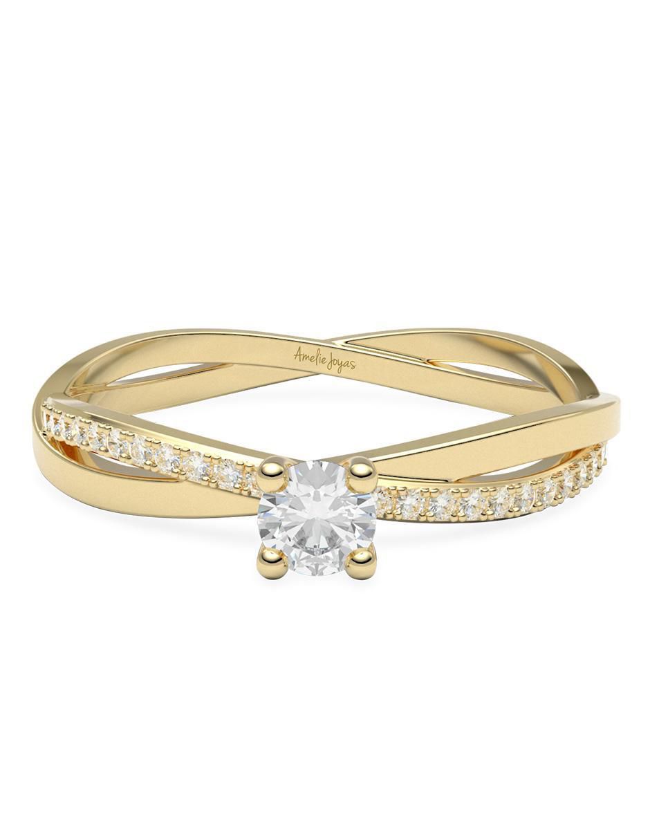 Anillo de compromiso de oro 14 k diamante