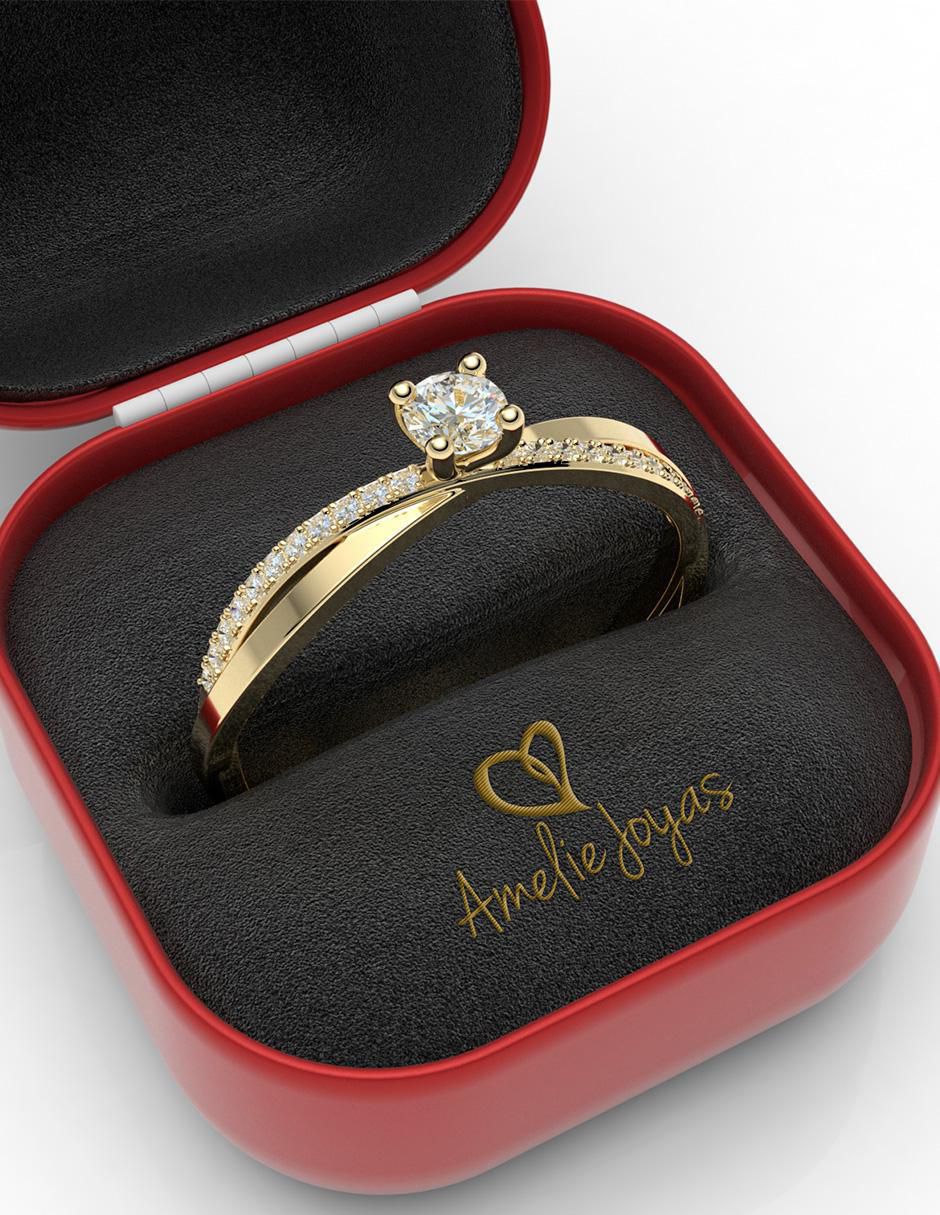 Anillo de compromiso "de" oro 14 k amelie joyas diamante