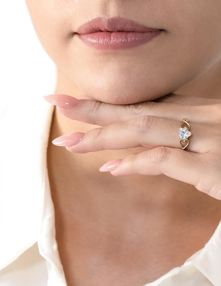 Anillo de compromiso "de" oro 14 k abba joyas sin familia zirconia