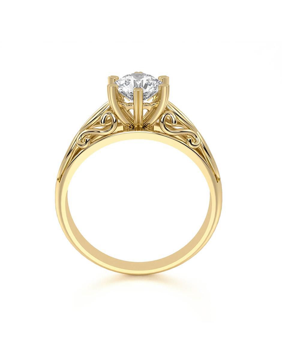 Anillo de compromiso "de" oro 10 k abba joyas sin familia zirconia
