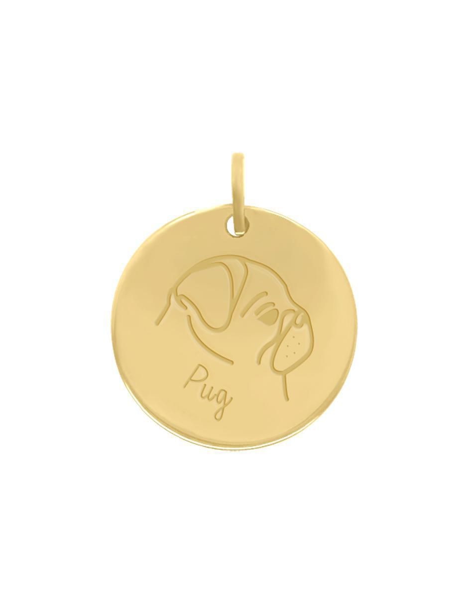 Dije de perro pug de oro amarillo 14 K