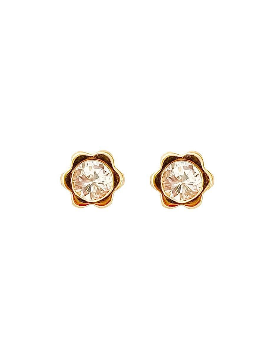 Broqueles de flor de oro con acabado brillante zirconia Broqueles de flor de oro con acabado brillante zirconia