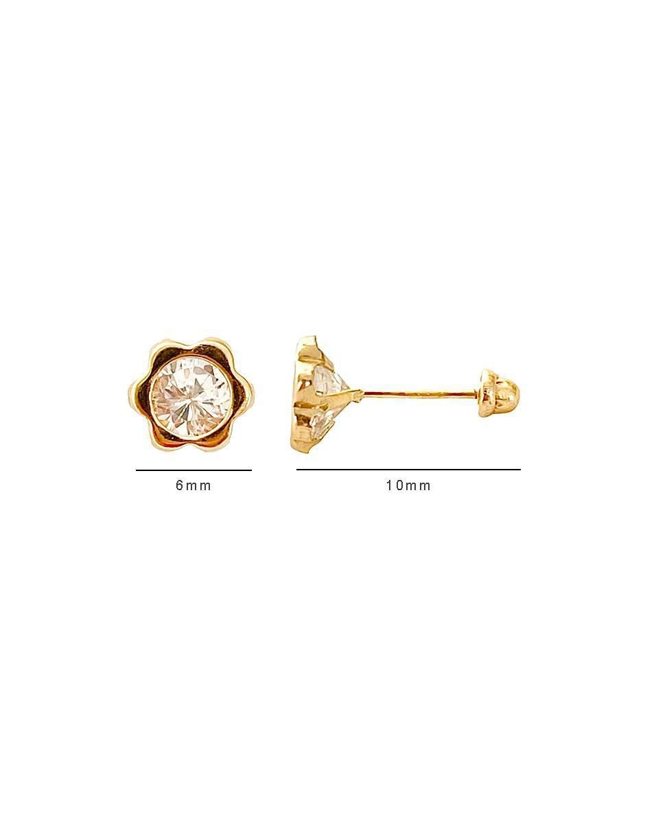Broqueles de flor de oro con acabado brillante zirconia 5