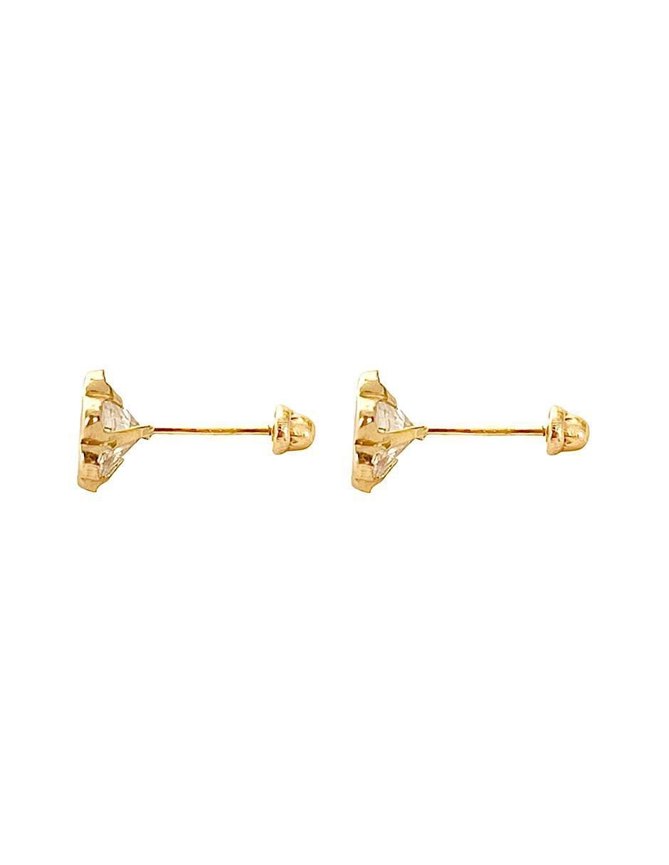 Broqueles de flor de oro con acabado brillante zirconia 3