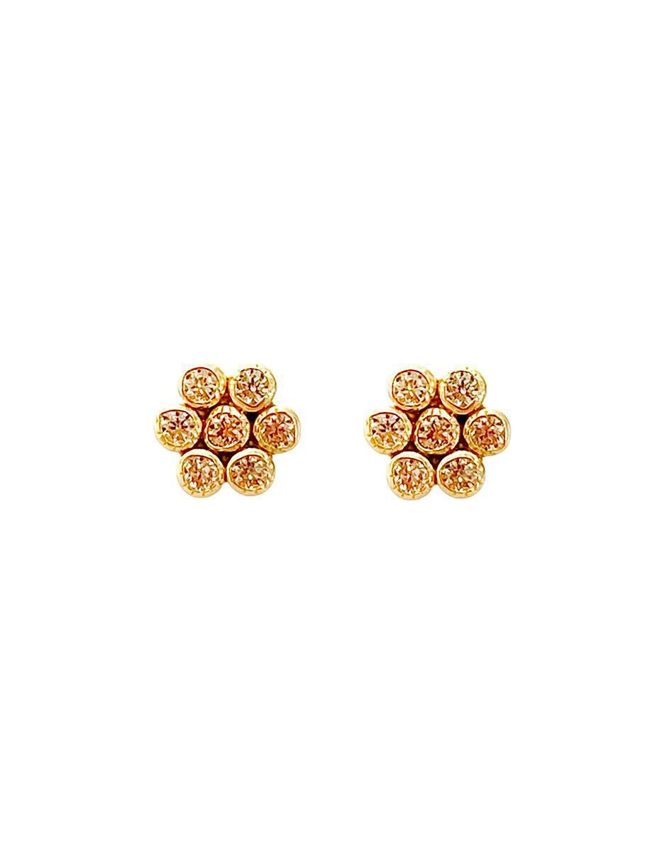 Broqueles de flor de oro con acabado brillante zirconia Broqueles de flor de oro con acabado brillante zirconia
