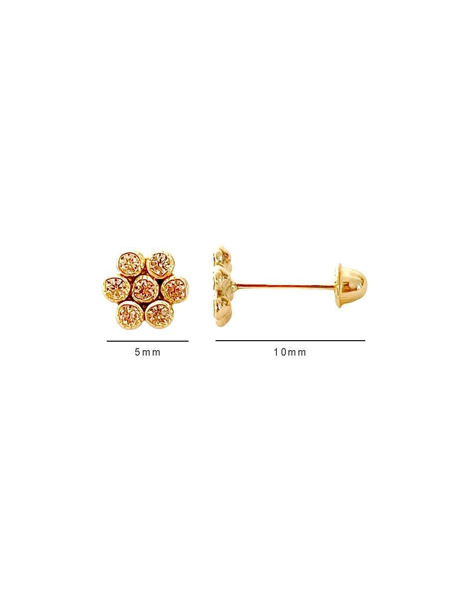 Broqueles de flor de oro con acabado brillante zirconia 5
