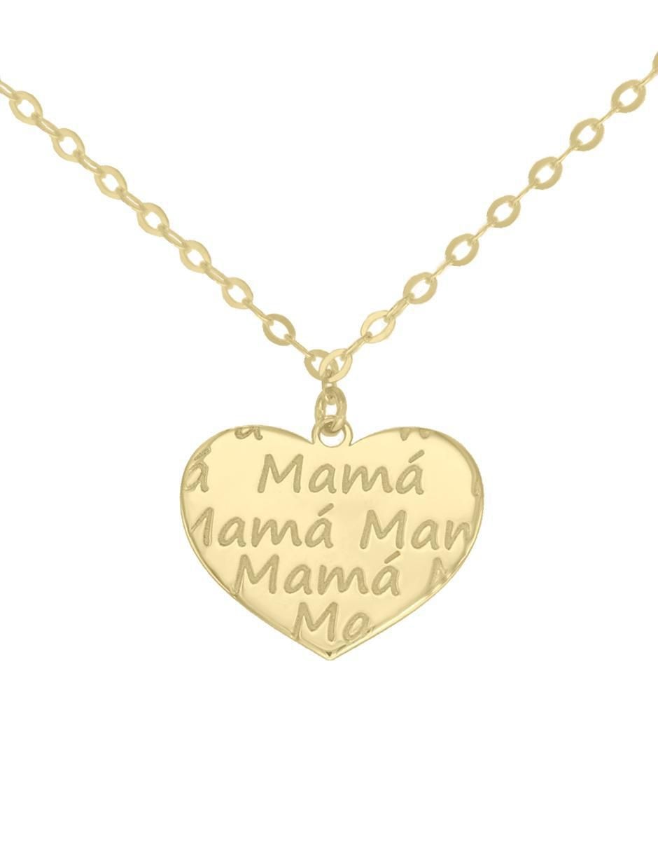 Colgante Y Dije de corazón mamá de oro amarillo 14 K