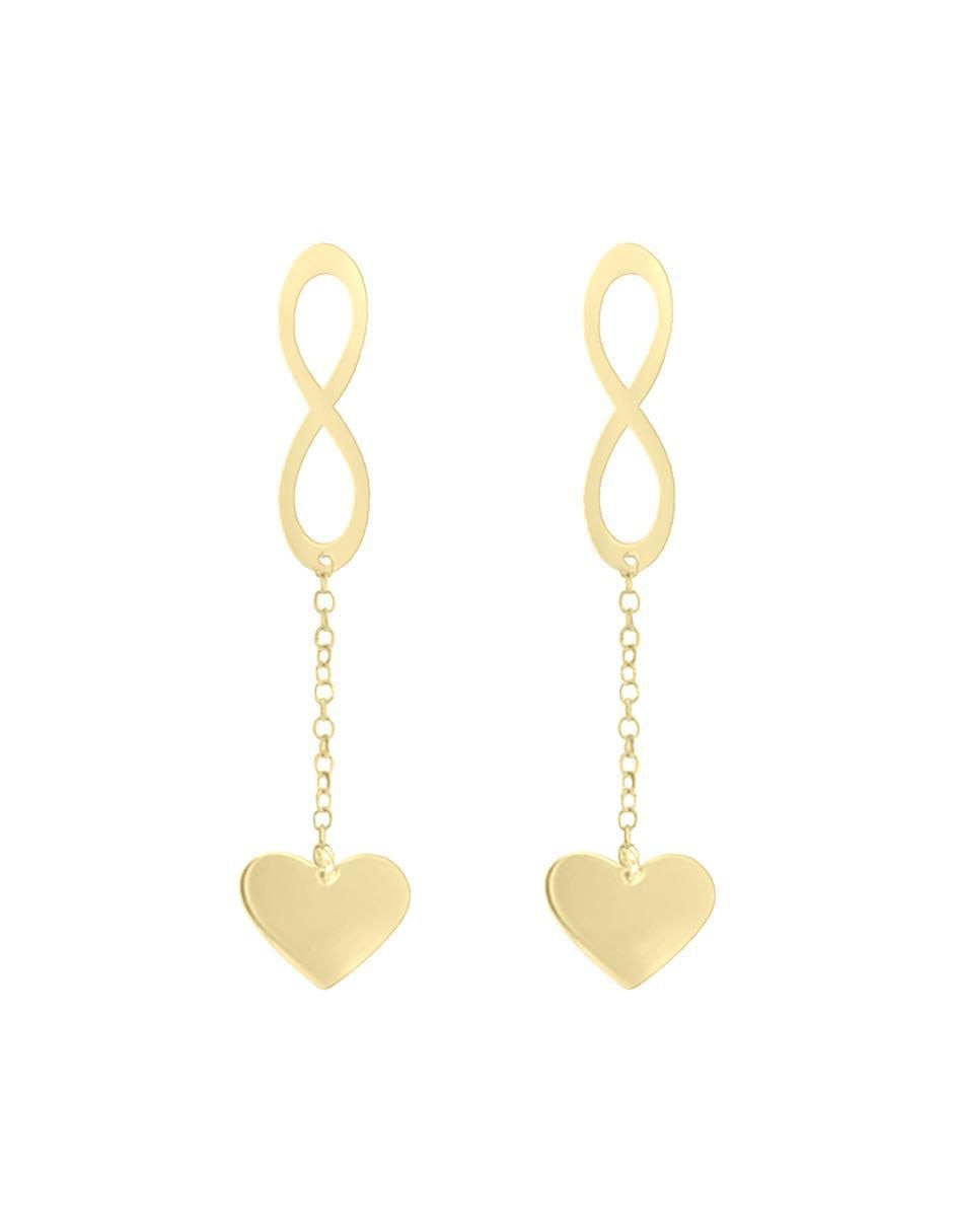 Aretes de corazón Aishar de oro amarillo con acabado brillante