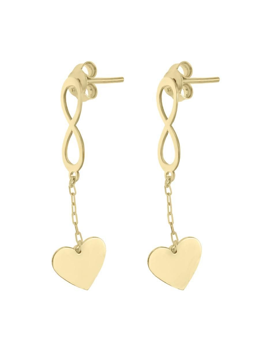 Aretes de corazón Aishar de oro amarillo con acabado brillante 2