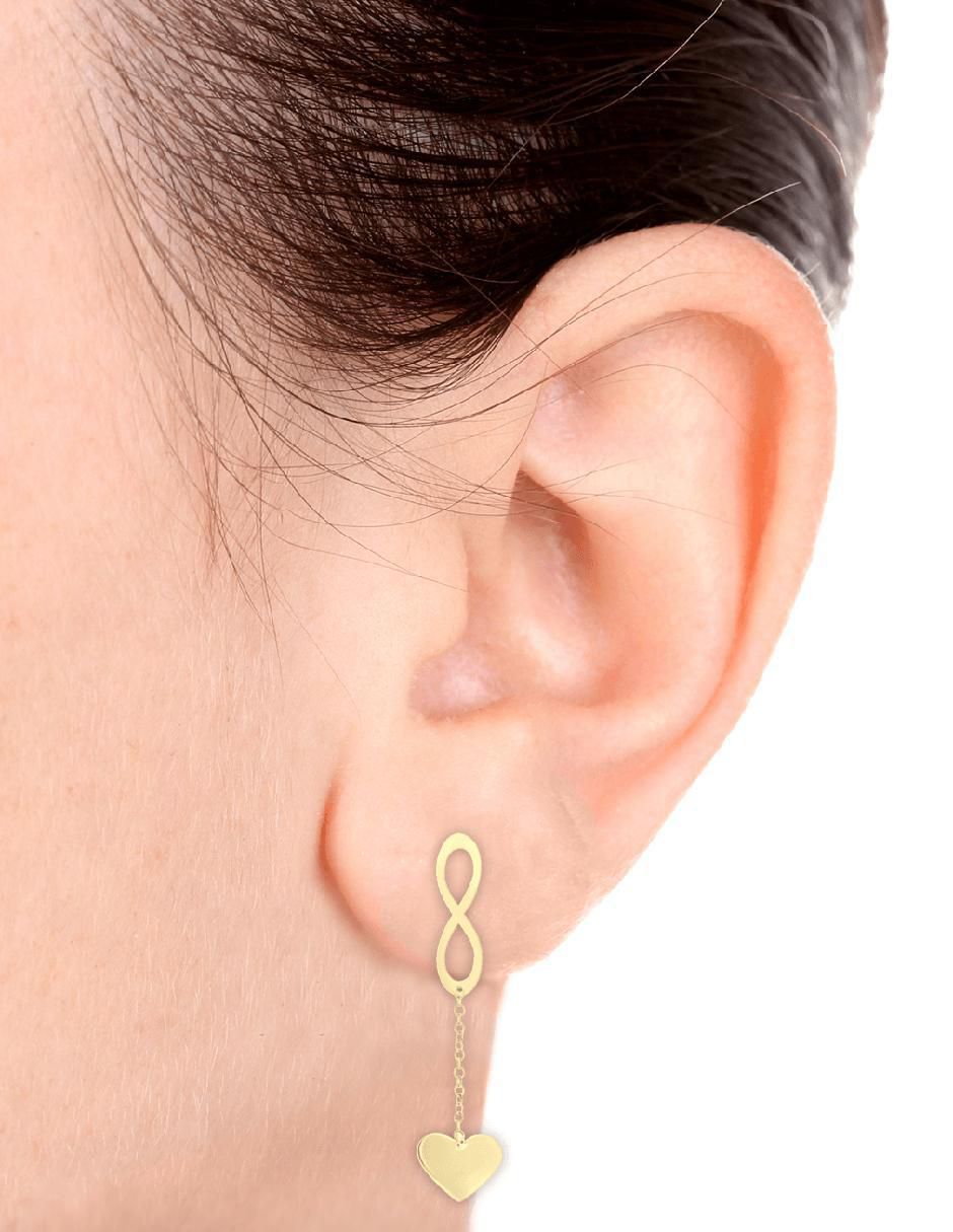 Aretes de corazón Aishar de oro amarillo con acabado brillante 3