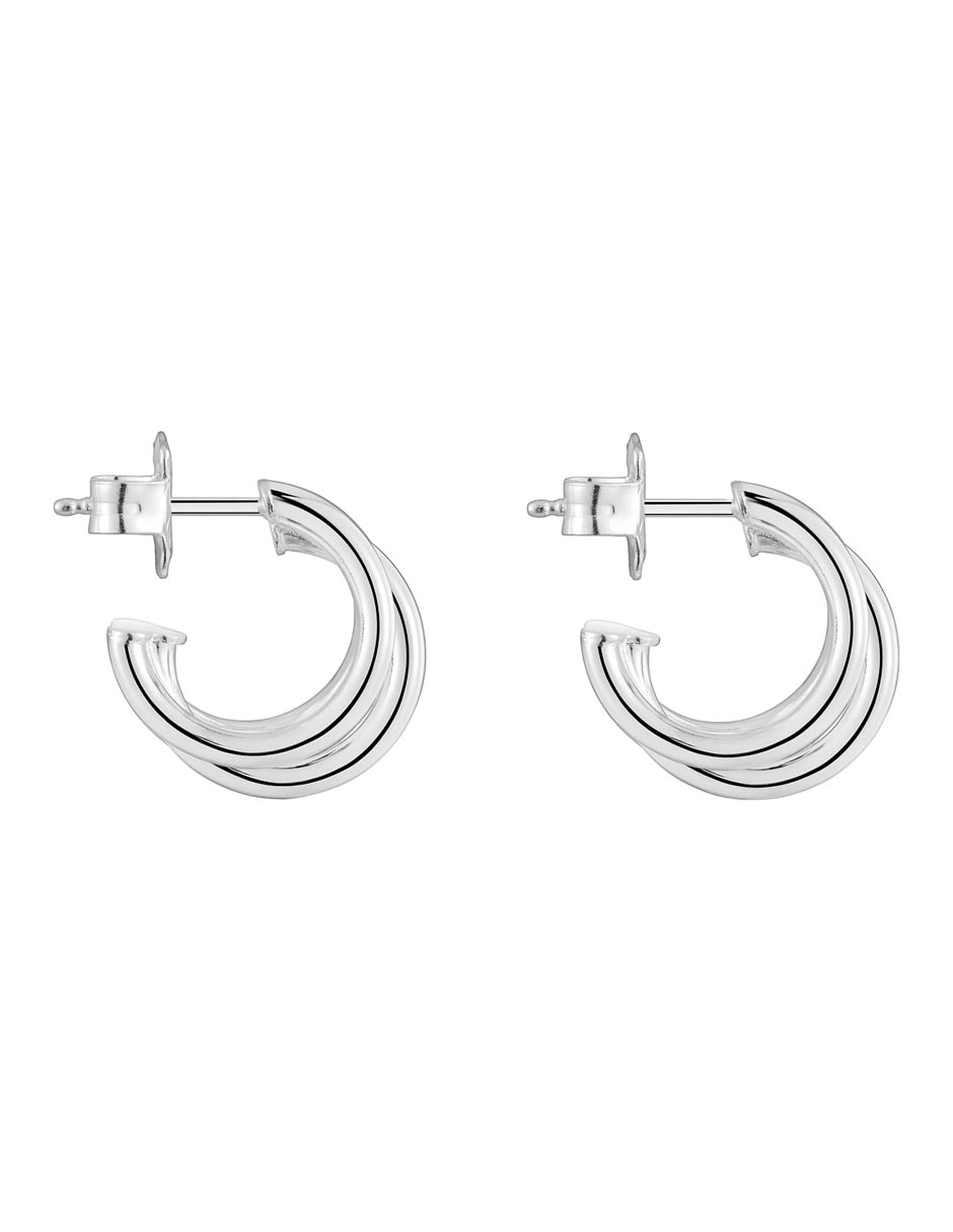 Aretes de aro de plata P 925 con acabado brillante 2