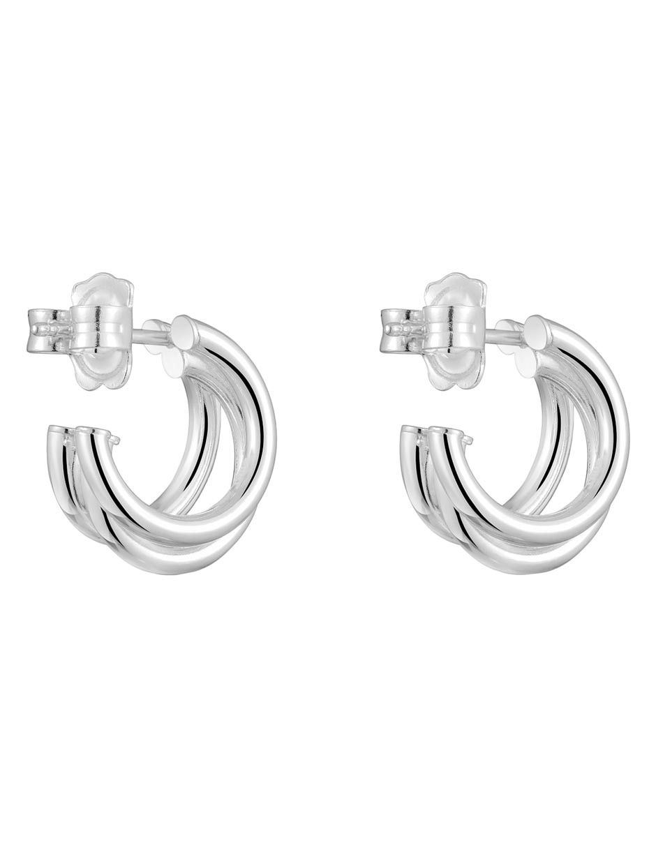 Aretes de aro de plata P 925 con acabado brillante 3